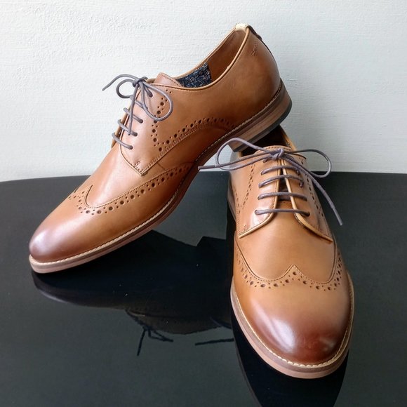 Johnston & Murphy Men's Haywood Wingtip Oxford in Nice Tan FG Leather - Picture 11 of 14